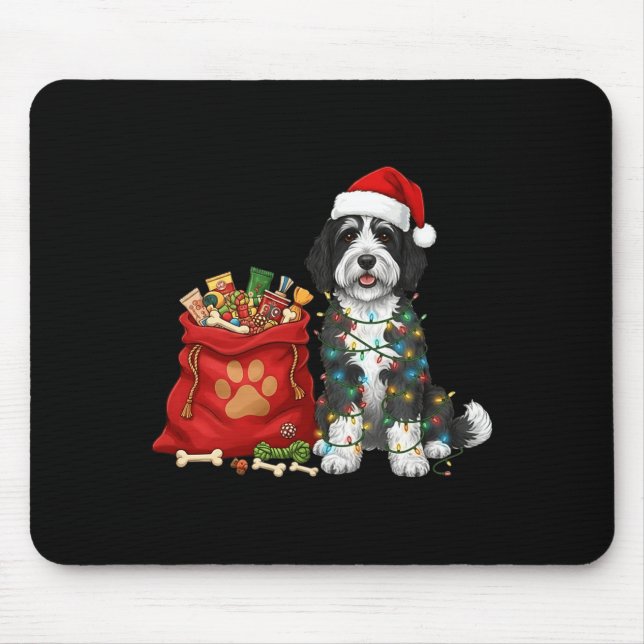 Alfombrilla De Ratón Happy Sheepadoodle Christmas Lights Dog Mom Sheepa (Frente)