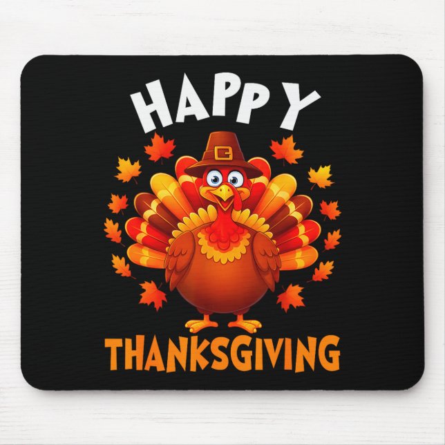 Alfombrilla De Ratón Happy Thanksgiving Funny Turkey Family Dinner Than (Frente)