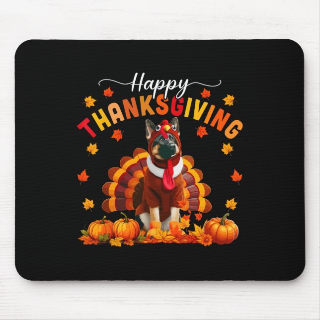 Alfombrilla De Ratón Happy Thanksgiving German Shepherd Cosplay Fall Tu (Frente)