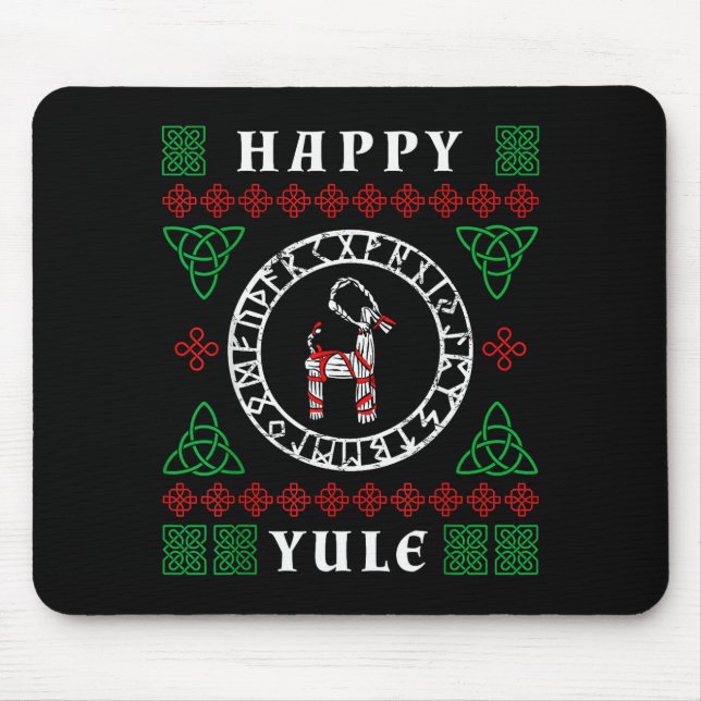Alfombrilla De Ratón Happy Yule Pagan Wicca Ugly Christmas Sweater  (Frente)