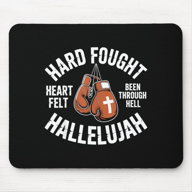 Alfombrilla De Ratón Hard Fought Hallelujah Boxing Gloves Christian Box (Frente)