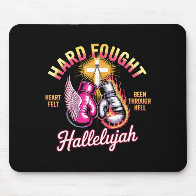 Alfombrilla De Ratón Hard Fought Hallelujah Boxing Gloves Faith  (Frente)