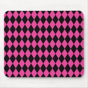 Alfombrilla De Ratón Harlequin rosa caliente y negro