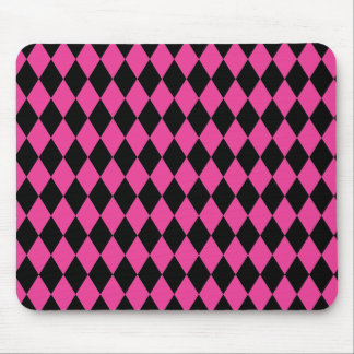 Alfombrilla De Ratón Harlequin rosa caliente y negro