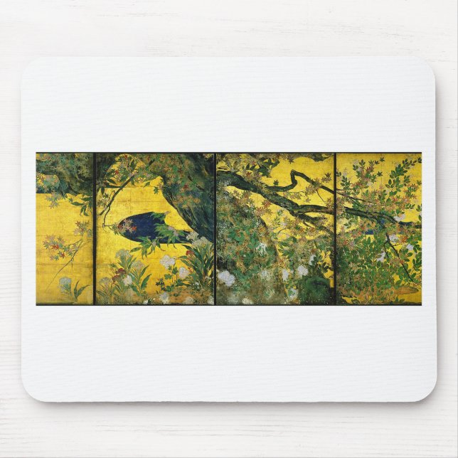 Alfombrilla De Ratón Hasegawa Tōhaku, " Maple and plants " (Frente)