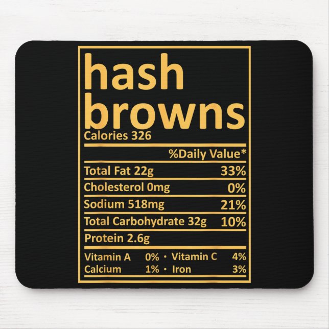 Alfombrilla De Ratón Hash Browns Nutrition Thanksgiving Food Facts Xmas (Frente)
