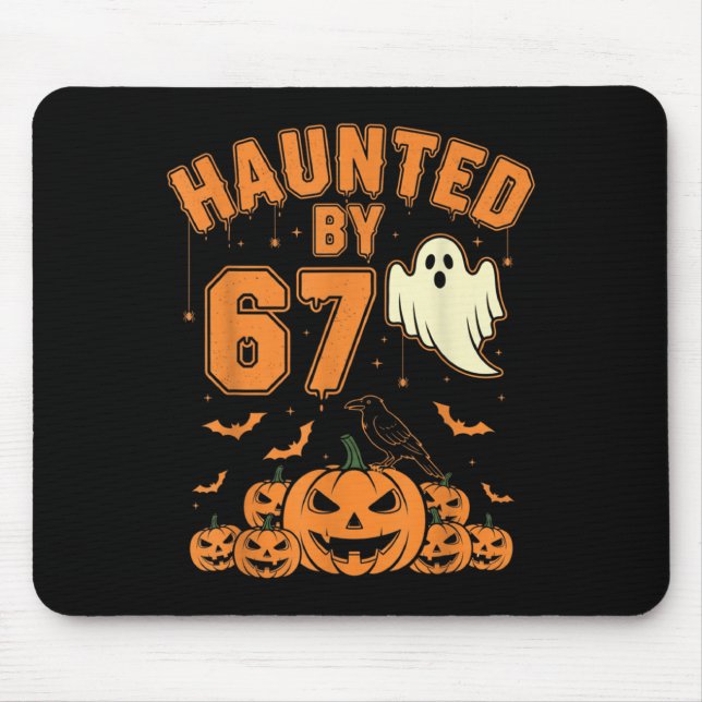 Alfombrilla De Ratón Haunted By 67 – Funny Ghost And Pumpkin Halloween  (Frente)