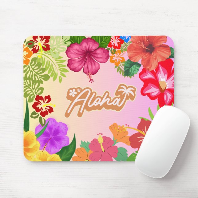 Alfombrilla De Ratón Hawaiian Floral Desk Accessory (Con ratón)