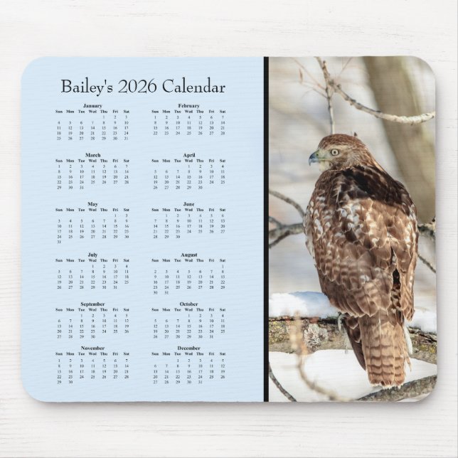 Alfombrilla De Ratón Hawk - Full year 2026 customizable calendar (Frente)