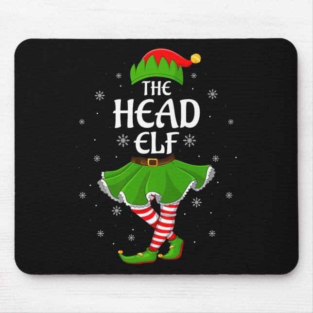 Alfombrilla De Ratón Head Elf Christmas Family Girls Women Elf Squad Xm (Frente)