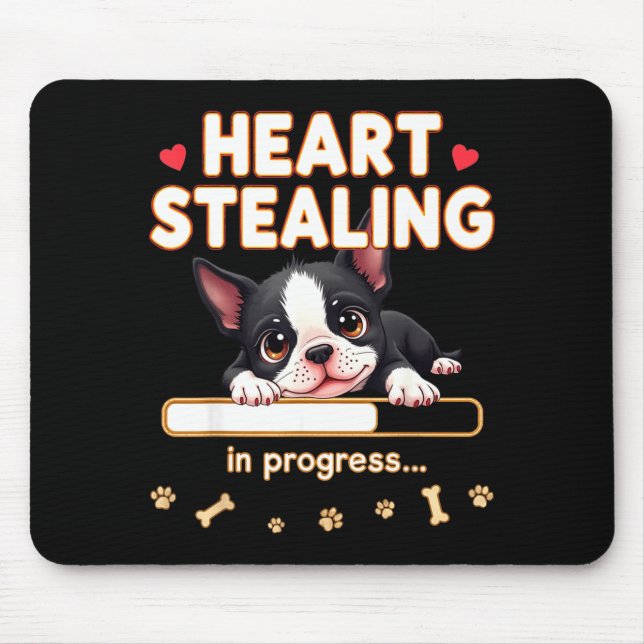Alfombrilla De Ratón Heart Boston Terrier Dog Funny Gift Bostie Puppy  (Frente)