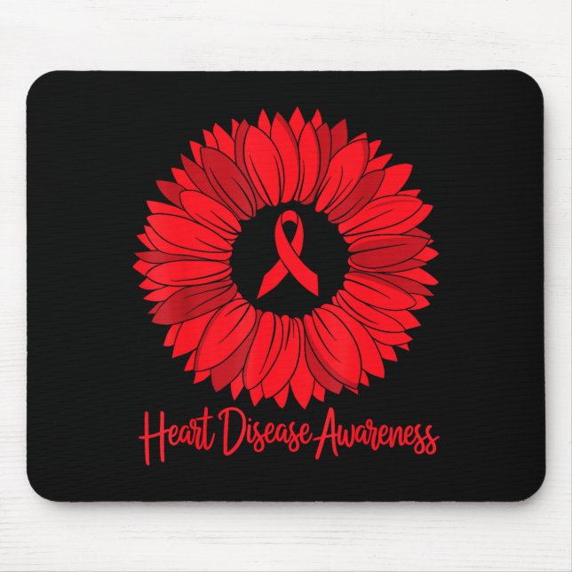 Alfombrilla De Ratón Heart Disease Awareness Sunflower Go Red Women Hea (Frente)