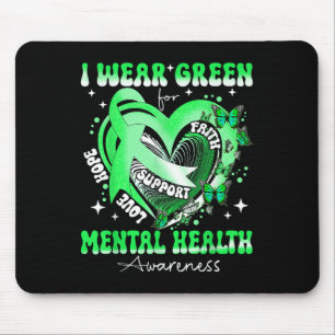 Alfombrilla De Ratón Heart I Wear Green For Mental Health Awareness Mon