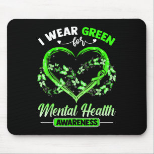 Alfombrilla De Ratón Heart I Wear Green For Mental Health Awareness Mon
