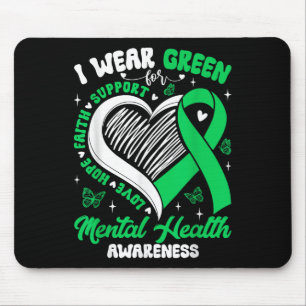 Alfombrilla De Ratón Heart I Wear Green For Mental Health Awareness Mon