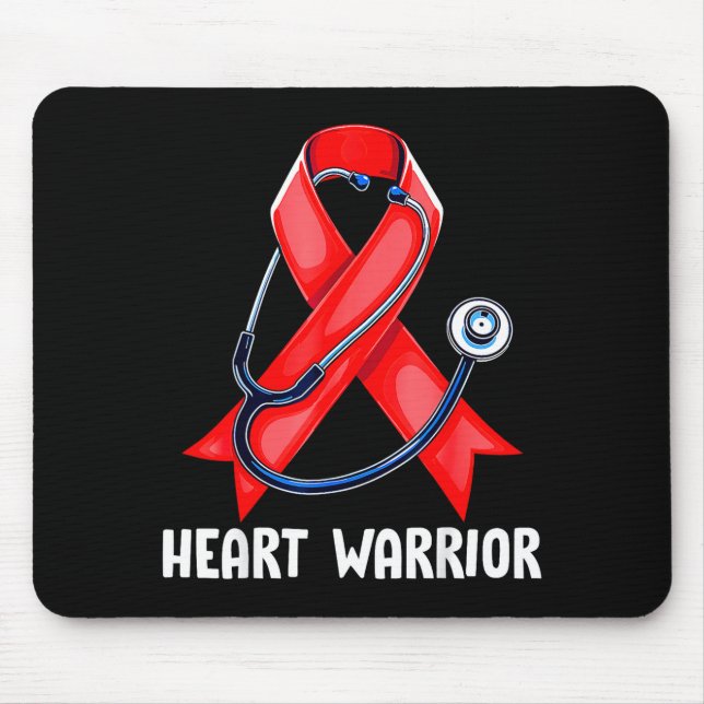 Alfombrilla De Ratón Heart Warrior Stethoscope Red Nurse Heart Disease  (Frente)