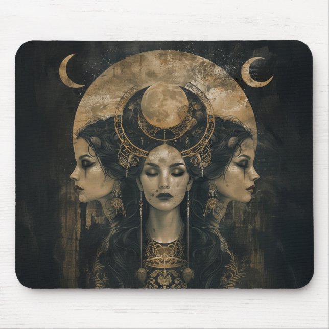 Alfombrilla De Ratón Hecate, diosa de la brujería, diosa de la luna tri (Frente)