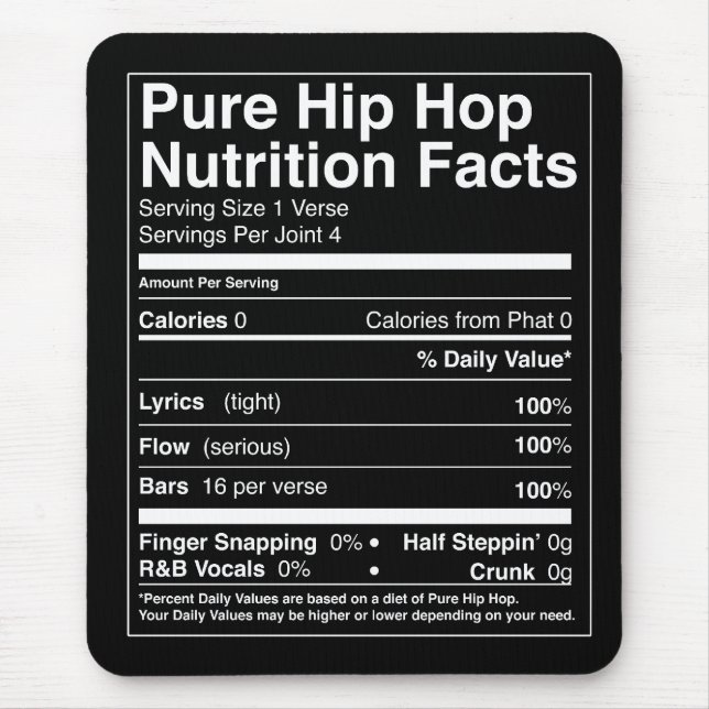 Alfombrilla De Ratón Hechos de la nutrición de Hip Hop (Frente)