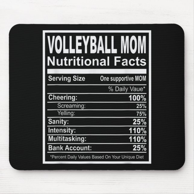 Alfombrilla De Ratón Hechos nutricionales de la madre del voleibol (Frente)