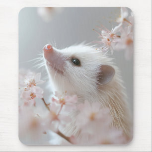 Alfombrilla De Ratón Hedgehog Adorable Entre Flores De Primavera