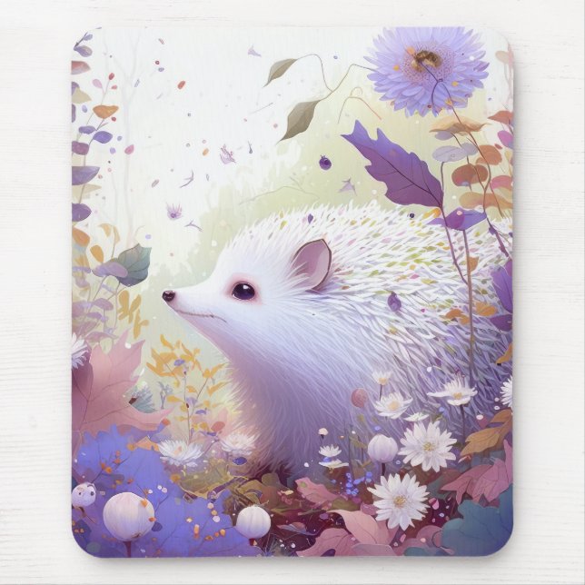 Alfombrilla De Ratón Hedgehog Retrato Animal Pintura Selva de Vida Silv (Frente)