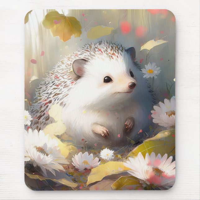 Alfombrilla De Ratón Hedgehog Retrato Animal Pintura Selva de Vida Silv (Frente)