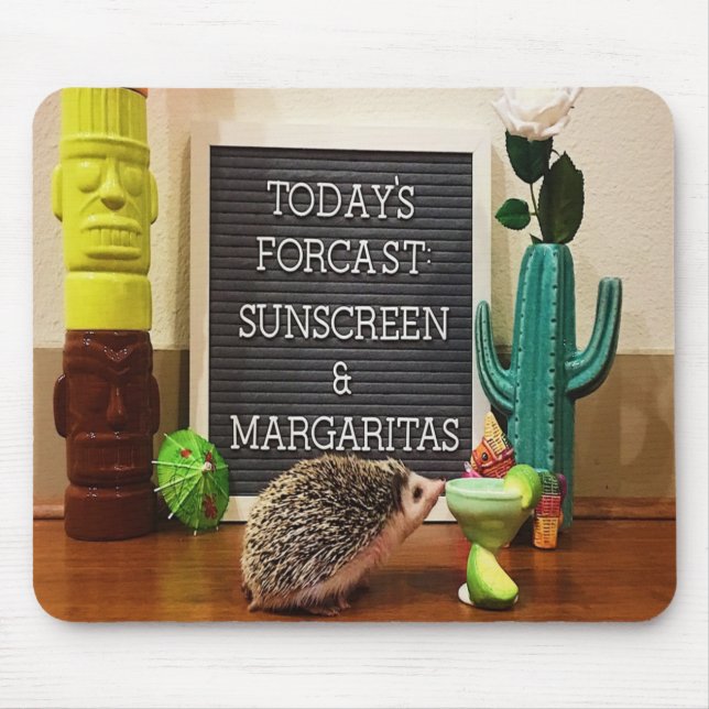 Alfombrilla De Ratón Hedgehog Sunscreen y Margaritas (Frente)