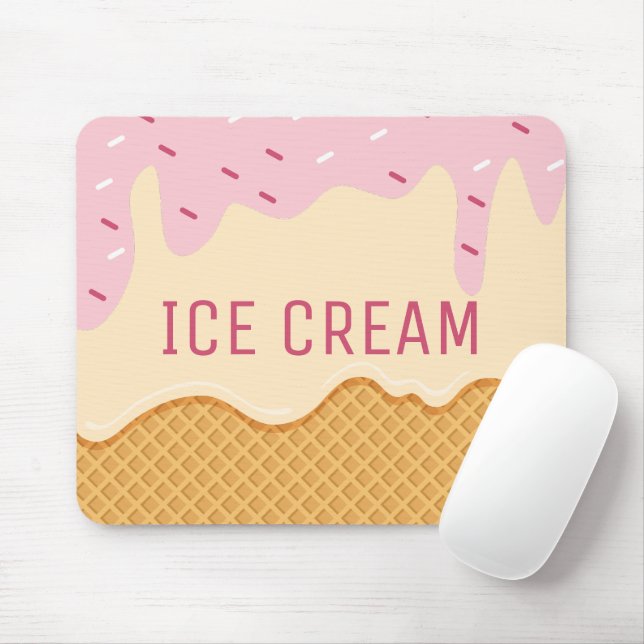 Alfombrilla De Ratón Helado de vainilla de fresa dulce postre (Con ratón)