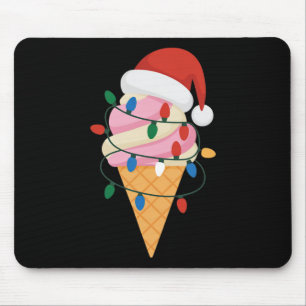 Alfombrilla De Ratón Helado Festivo Con Luces De Navidad Y Santa