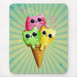 Alfombrilla De Ratón Helado lindo de gato del gatito