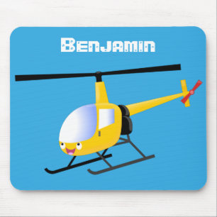 Alfombrilla De Ratón Helicóptero de personalizado alegre amarillo lindo