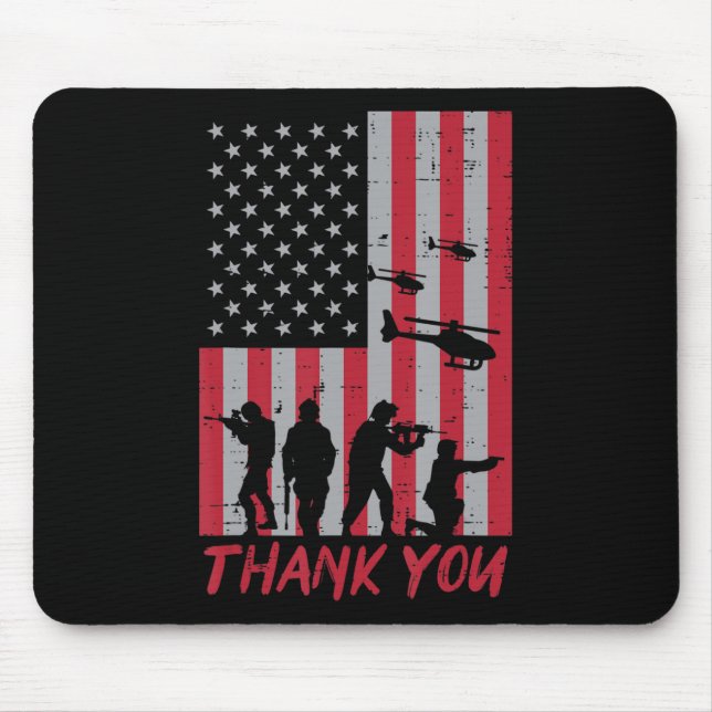 Alfombrilla De Ratón Helicóptero de soldados de la bandera de Estados U (Frente)