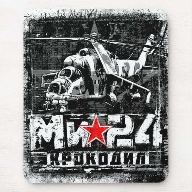 Alfombrilla De Ratón Helicóptero grande de la Unión Soviética Mi-24 (Frente)