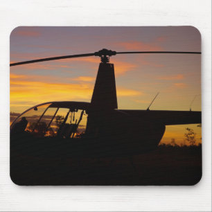 Alfombrilla De Ratón helicóptero Robinson R44 al atardecer