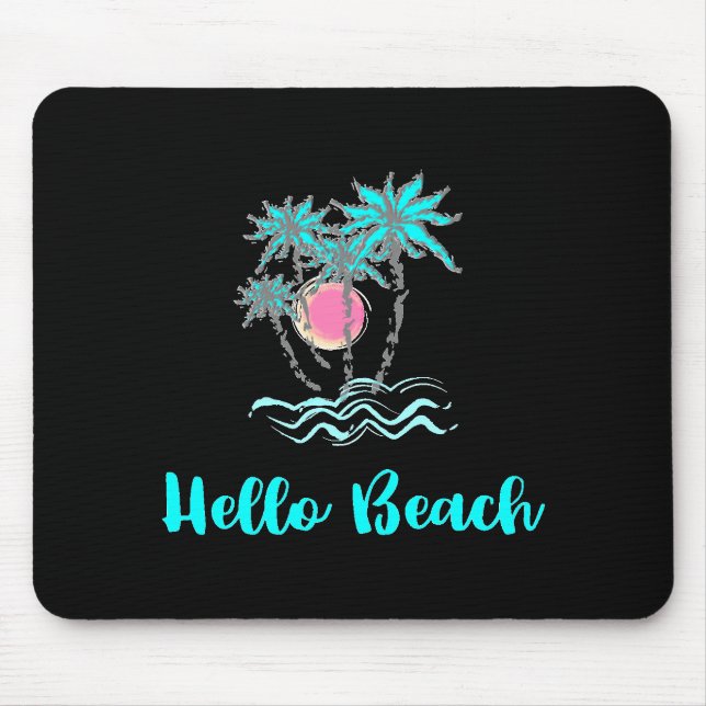 Alfombrilla De Ratón Hello Beach Tropical Style Summer Black (Frente)