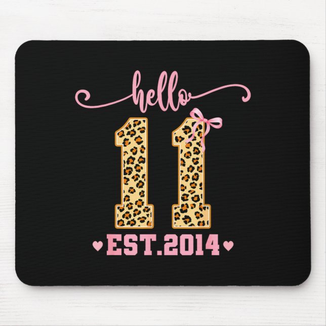 Alfombrilla De Ratón Hello Eleven Est 2014 11th Birthday Coquette Bow L (Frente)