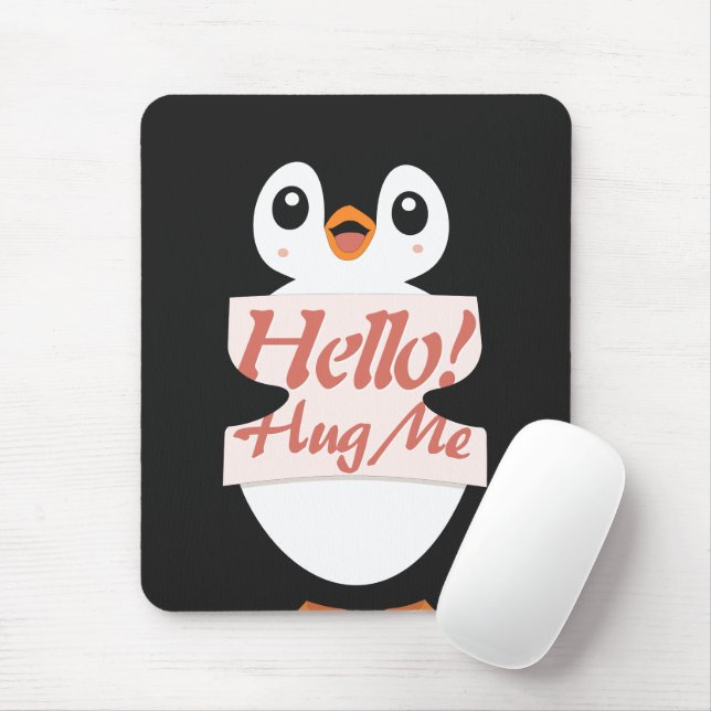 Alfombrilla De Ratón Hello! Hug Me - penguin costume personalization (Con ratón)