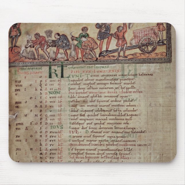Alfombrilla De Ratón Heno-making y arado, de un calendario (Frente)