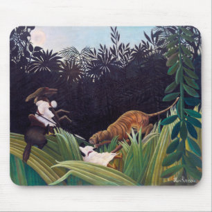 Alfombrilla De Ratón Henri Rousseau - Exploradores atacados por un tigr