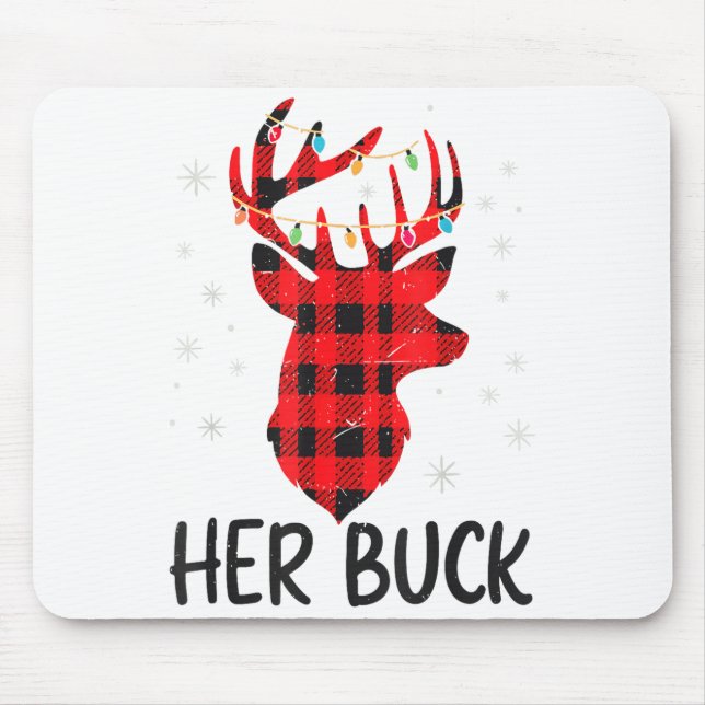 Alfombrilla De Ratón Her Buck Deer Hunting Christmas Husband Gift Coupl (Frente)