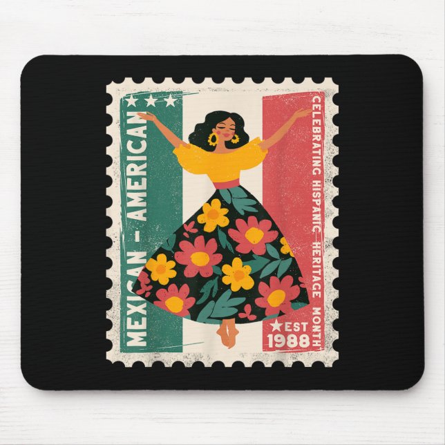 Alfombrilla De Ratón Herencia Hispana Mexicana de la Bailarina Floral W (Frente)