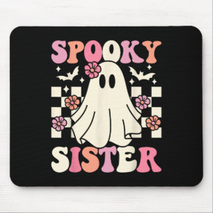 Alfombrilla De Ratón Hermana asustada Halloween Ghost Costume Retro Gro