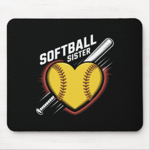Alfombrilla De Ratón Hermana de sóftbol Vida Fastpitch Corazón Con Gráf