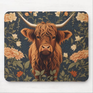 Alfombrilla De Ratón Hermosa floral de vacas viejas de Highland
