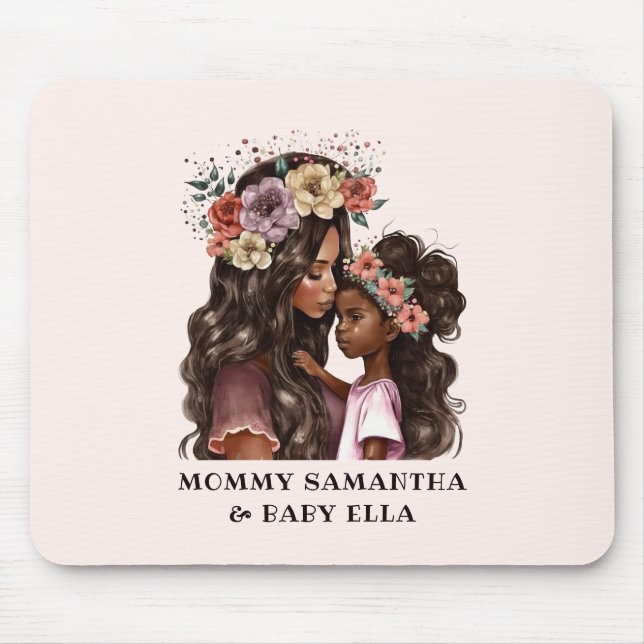 Alfombrilla De Ratón Hermosa madre y hija negras (2) (Frente)