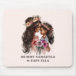 Alfombrilla De Ratón Hermosa mamá negra y hija