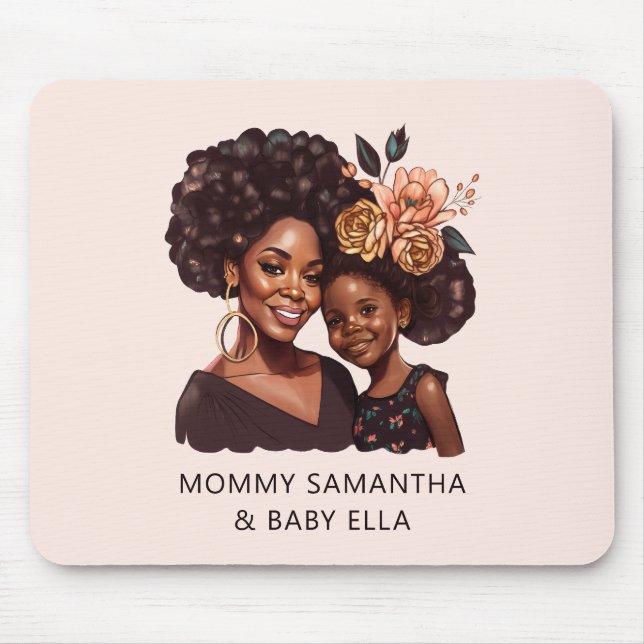 Alfombrilla De Ratón Hermosa mamá y hija negras (10) (Frente)