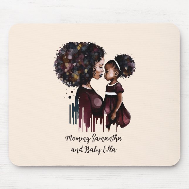 Alfombrilla De Ratón Hermosa mamá y hija negras (25) (Frente)