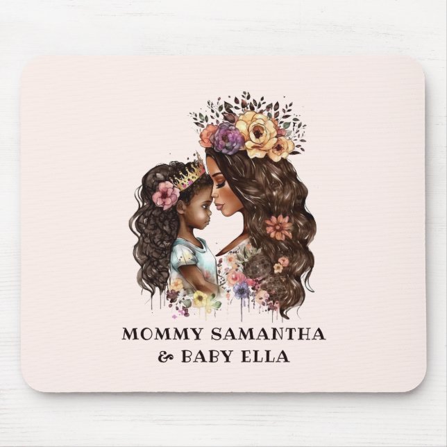 Alfombrilla De Ratón Hermosa mamá y hija negras (4) (Frente)