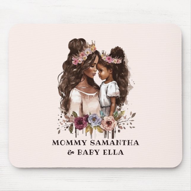 Alfombrilla De Ratón Hermosa mamá y hija negras (5) (Frente)